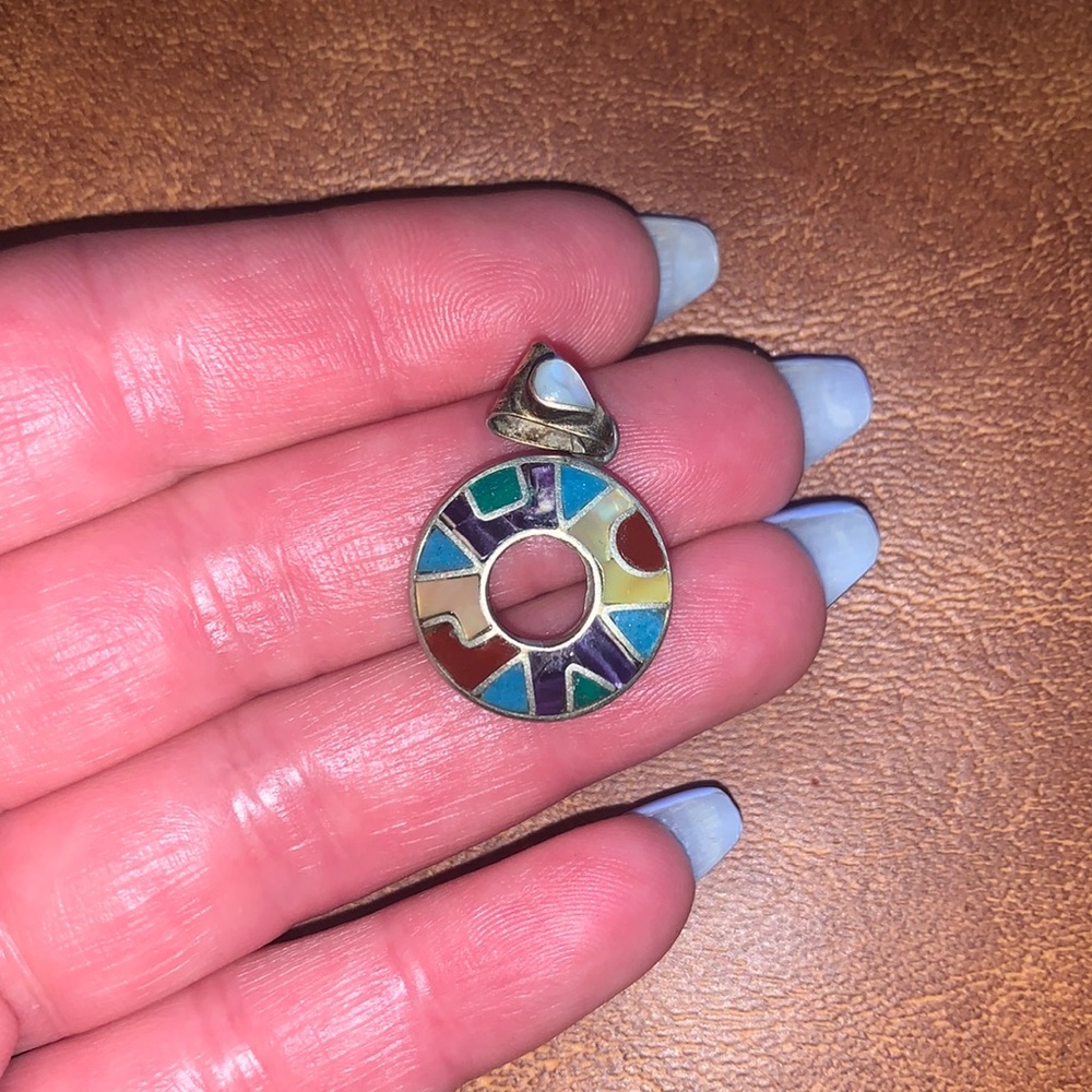 Peruvian Sterling Silver Multicolored Mother Of P… - image 2